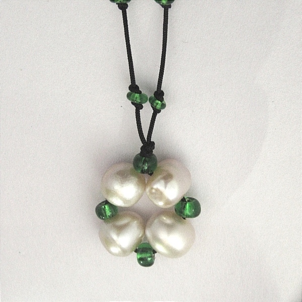 Pearls necklace - γυαλί, μαργαριτάρι, boho