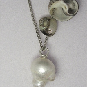Aphrodite necklace. - αλυσίδες, μαργαριτάρι, ασήμι 925, κοχύλι, boho