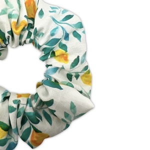 Lemon tree cotton scrunchie - ύφασμα, για τα μαλλιά, λαστιχάκια μαλλιών, 100% βαμβακερό - 2