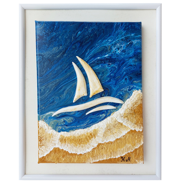 3D Πίνακας ζωγραφικής θάλασσα Νο3 25x31cm - πίνακες & κάδρα, θάλασσα, πίνακες ζωγραφικής
