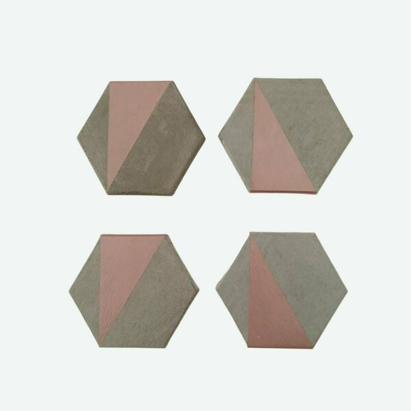 Τέσσερα τσιμεντένια σουβέρ 10.5 X 1.0 //rokkaku tringle copper - σουβέρ, τσιμέντο, γεωμετρικά σχέδια, είδη σερβιρίσματος - 2
