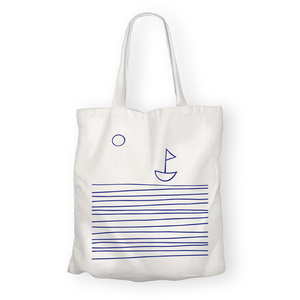 Tote bag "Boat and sea" - ύφασμα, ώμου, μεγάλες, all day, tote