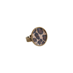 Δαχτυλίδι Αυξομειούμενο Φελλός "Round Animal" - animal print, ορείχαλκος, φελλός, αυξομειούμενα