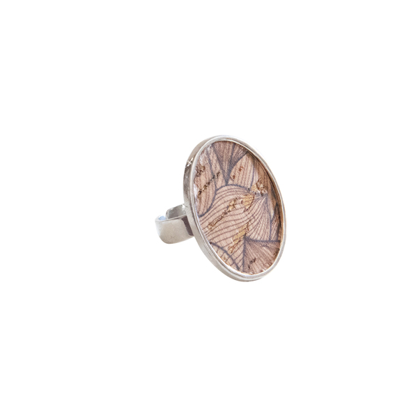 Δαχτυλίδι Αυξομειούμενο Φελλός "Sketch Flowers" - ορείχαλκος, επάργυρα, boho, φελλός, αυξομειούμενα