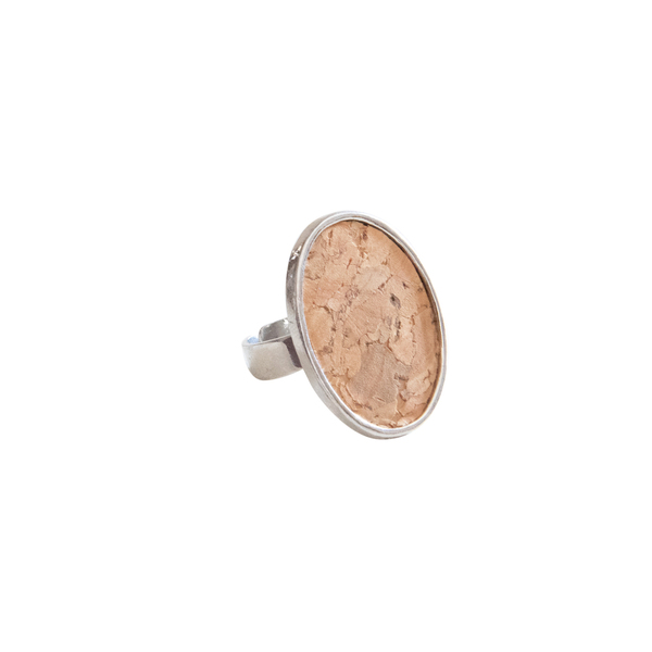 Δαχτυλίδι Αυξομειούμενο Φελλός "Beige" - ορείχαλκος, επάργυρα, boho, φελλός, αυξομειούμενα