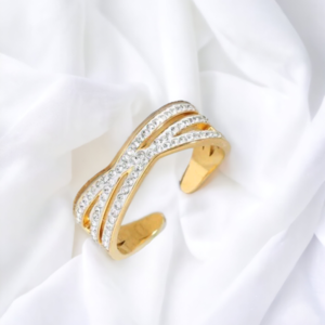 Ατσάλινο Γυναικείο Δαχτυλίδι LEO σε χρώμα χρυσό ,μέγεθος αυξομειούμενο. - ατσάλι, για γάμο, αυξομειούμενα, φθηνά - 2