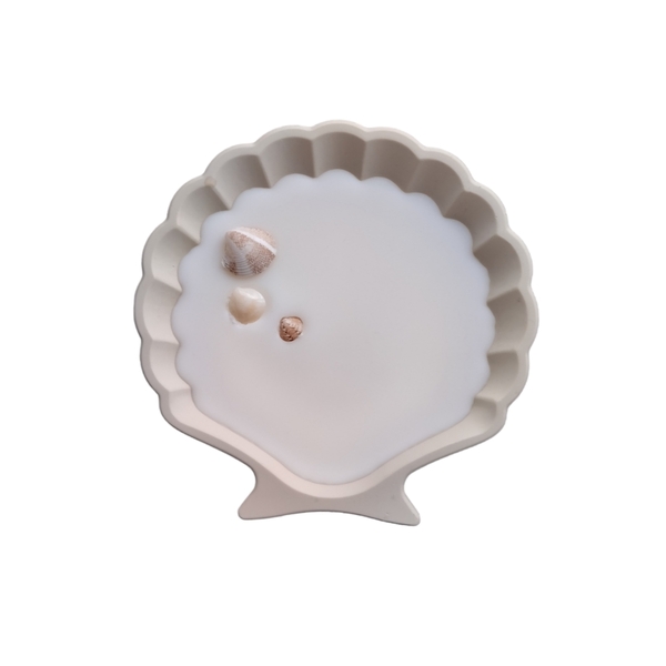 Διακοσμητικό κοχύλι μπεζ από jesmonite με καλοκαιρινό άρωμα - candle shell - αρωματικά χώρου