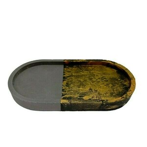 Tσιμεντένιος οβάλ δίσκος 1.6 X 9.5 X 18.2 //ozara black ‘n gold marble - design, τσιμέντο, είδη σερβιρίσματος, πιατάκια & δίσκοι