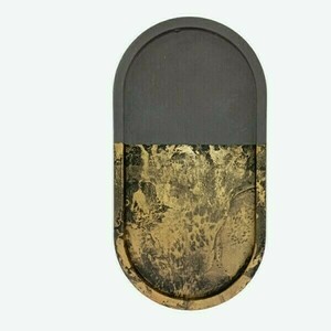 Tσιμεντένιος οβάλ δίσκος 1.6 X 9.5 X 18.2 //ozara black ‘n gold marble - design, δίσκος, τσιμέντο, σκυρόδεμα, είδη σερβιρίσματος - 3