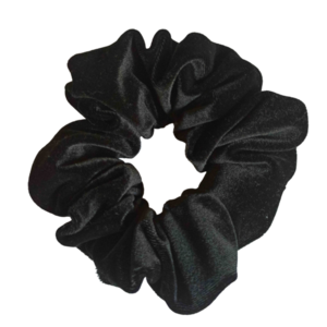 The Black velvet fluffy scrunchie - ύφασμα, λαστιχάκια μαλλιών