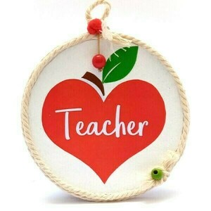 Ξύλινο κρεμαστό δώρο για δασκάλα 12 × 1 × 12 cm - διακοσμητικά, για δασκάλους, η καλύτερη δασκάλα - 2