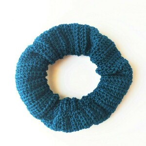 makeba handmade πλεκτό scrunchie petrol - νήμα, λαστιχάκια μαλλιών