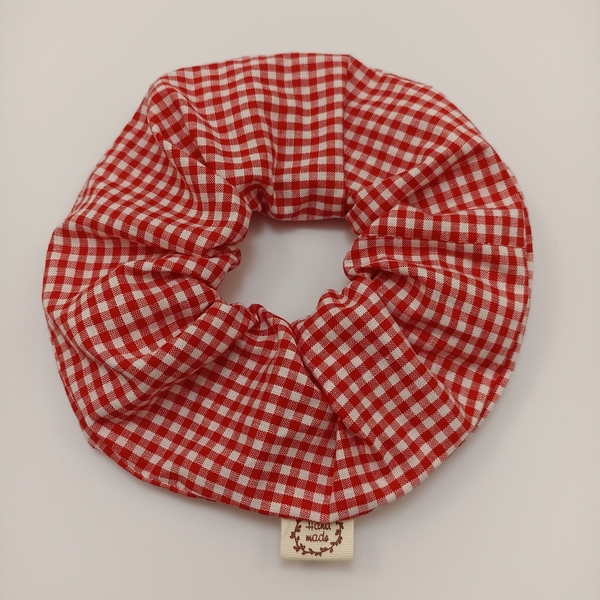 Σετ scrunchie XL με κερασάκια - ύφασμα, λαστιχάκια μαλλιών - 3