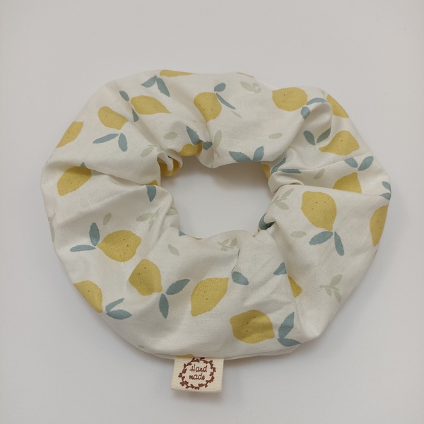 Σετ scrunchie XL με λεμόνια - ύφασμα, λαστιχάκια μαλλιών - 2