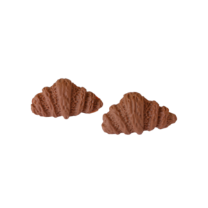 Σκουλαρίκια καρφωτά κρουασάν σοκολάτας με πολυμερικό πηλό / μεσαία / ατσάλι / Twice Treasured - πηλός, cute, καρφωτά, γλυκά, kawaii
