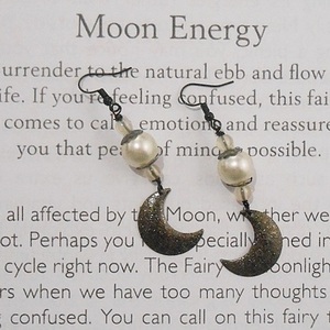 Σκουλαρίκια φεγγάρι με μεταλλικά στοιχεία και χάντρες, κρεμαστά Crescent Moon Earrings - φεγγάρι, ατσάλι, μεταλλικά στοιχεία, κρεμαστά, γάντζος - 2