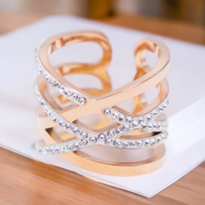 Ατσάλινο Γυναικείο Δαχτυλίδι MIRSINI σε χρώμα χρυσό ,μέγεθος αυξομειούμενο.-Αντίγραφο - ατσάλι, για γάμο, αυξομειούμενα, φθηνά - 3