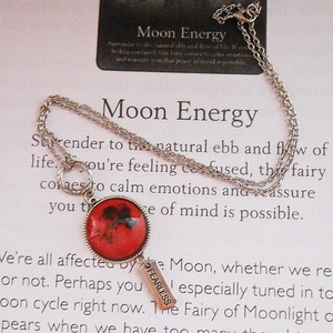Κολιέ με γυαλί και μεταλλικά στοιχεία Blood Moon Necklace - γυαλί, φεγγάρι, μεταλλικά στοιχεία, μενταγιόν - 2