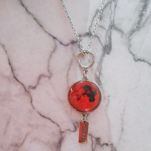 Κολιέ με γυαλί και μεταλλικά στοιχεία Blood Moon Necklace - γυαλί, φεγγάρι, μεταλλικά στοιχεία, μενταγιόν - 4