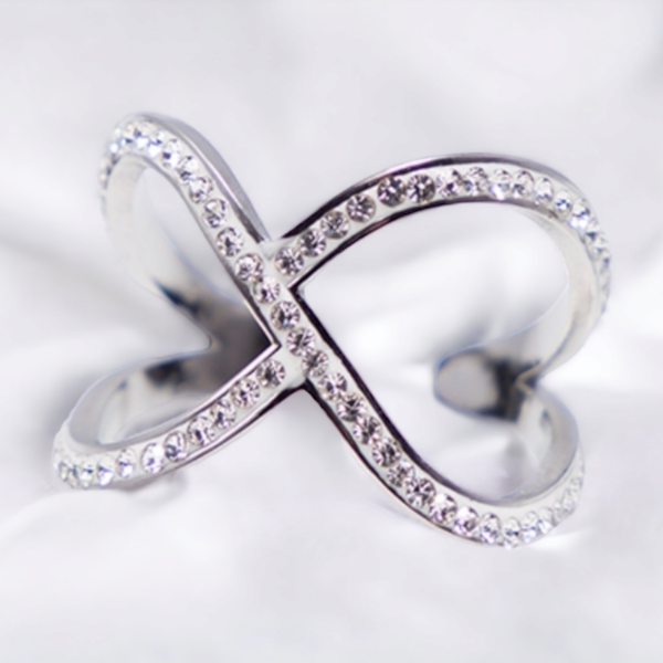 Ατσάλινο Γυναικείο Δαχτυλίδι LENA σε ασημί χρώμα ,μέγεθος Αυξομειουμενο - ατσάλι, για γάμο, αυξομειούμενα, φθηνά - 3