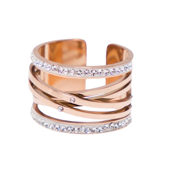 Ατσάλινο Γυναικείο Δαχτυλίδι JULIET σε χρώμα χρυσό ,μέγεθος Αυξομειουμενο - ατσάλι, για γάμο, αυξομειούμενα, φθηνά - 2