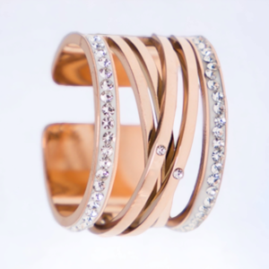 Ατσάλινο Γυναικείο Δαχτυλίδι JULIET σε χρώμα χρυσό ,μέγεθος Αυξομειουμενο - ατσάλι, για γάμο, αυξομειούμενα, φθηνά - 3