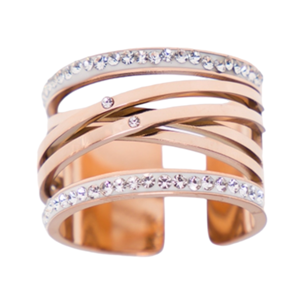 Ατσάλινο Γυναικείο Δαχτυλίδι JULIET σε χρώμα χρυσό ,μέγεθος Αυξομειουμενο - ατσάλι, για γάμο, αυξομειούμενα, φθηνά - 4