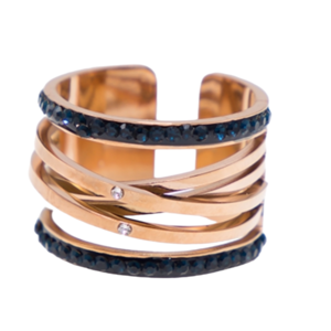 Ατσάλινο Γυναικείο Δαχτυλίδι JULIET BLACK σε χρώμα χρυσό ,μέγεθος Αυξομειουμενο - ατσάλι, για γάμο, αυξομειούμενα, φθηνά