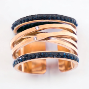 Ατσάλινο Γυναικείο Δαχτυλίδι JULIET BLACK σε χρώμα χρυσό ,μέγεθος Αυξομειουμενο - ατσάλι, για γάμο, αυξομειούμενα, φθηνά - 3