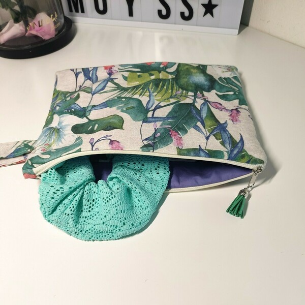 Τσαντάκι καρπού(handbag)+scrunchie - ύφασμα, φάκελοι, χειρός - 3
