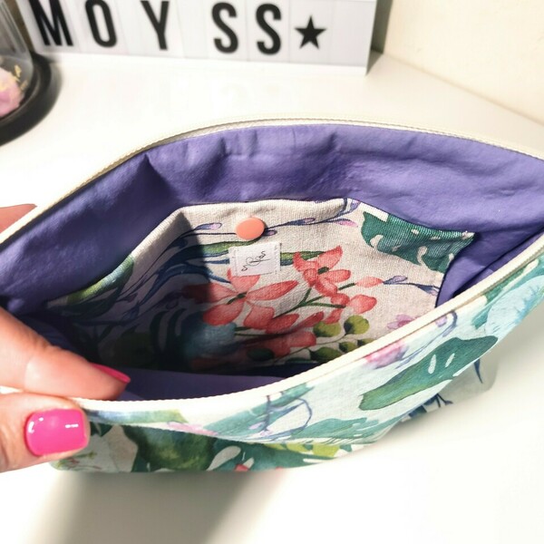 Τσαντάκι καρπού(handbag)+scrunchie - ύφασμα, φάκελοι, χειρός - 4