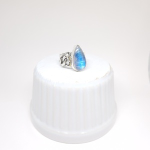 Rainbow Moonstone Silver Ring - ημιπολύτιμες πέτρες, ασήμι 925, boho, σταθερά, μεγάλα