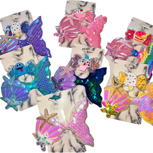 Σετ mermaid φιογκάκι μαλλιών με πούλιες και παγωτό - ύφασμα, παγωτό, γοργόνες, hair clips