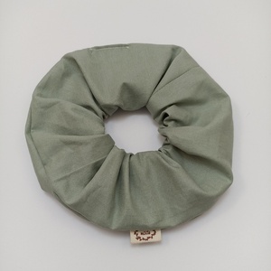 Σετ scrunchie XL φλοραλ ροζ,old green - ύφασμα, λαστιχάκια μαλλιών - 3