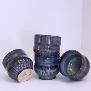 Χειροποίητο κεραμικό ποτήρι stoneware μπλε, 300ml. - πηλός, κούπες & φλυτζάνια - 4