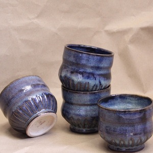 Χειροποίητο κεραμικό ποτήρι stoneware μπλε, 300ml. - πηλός, κούπες & φλυτζάνια - 5