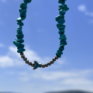 Turquoise Mermaid - ημιπολύτιμες πέτρες, τσόκερ, κοντά, ατσάλι - 2