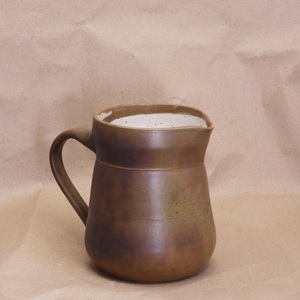 Χειροποίητη κεραμική κανάτα stoneware μπεζ - καφε, 700ml. - πηλός, είδη σερβιρίσματος - 2