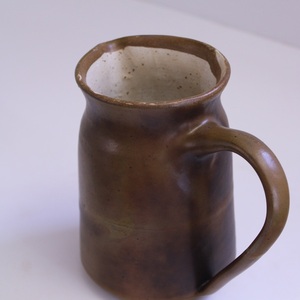 Χειροποίητη κεραμική κανάτα stoneware μπεζ - καφε, 650ml. - πηλός, είδη σερβιρίσματος - 2