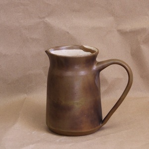 Χειροποίητη κεραμική κανάτα stoneware μπεζ - καφε, 650ml. - πηλός, είδη σερβιρίσματος - 3