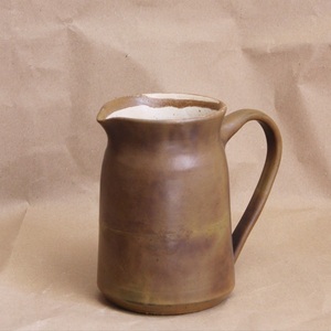 Χειροποίητη κεραμική κανάτα stoneware μπεζ - καφε, 650ml. - πηλός, είδη σερβιρίσματος - 4