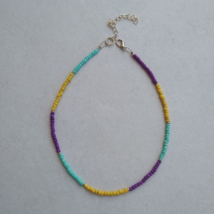 Κοντό κολιέ με πολύχρωμες χάντρες - τσόκερ, χάντρες, κοντά, seed beads - 3