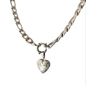 Silver heart κολιέ από ατσάλι μήκους περ. 51- 52 cm - καρδιά, επάργυρα, μακριά, ατσάλι, μενταγιόν