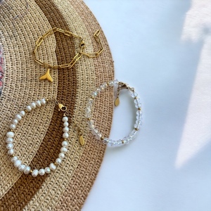 White Beauty Bracelet - αλυσίδες, επιχρυσωμένα, ατσάλι, χεριού, αυξομειούμενα