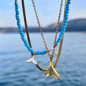 MERMAIDS MELODY NECKLACE - επιχρυσωμένα, κοχύλι, ατσάλι, layering - 2