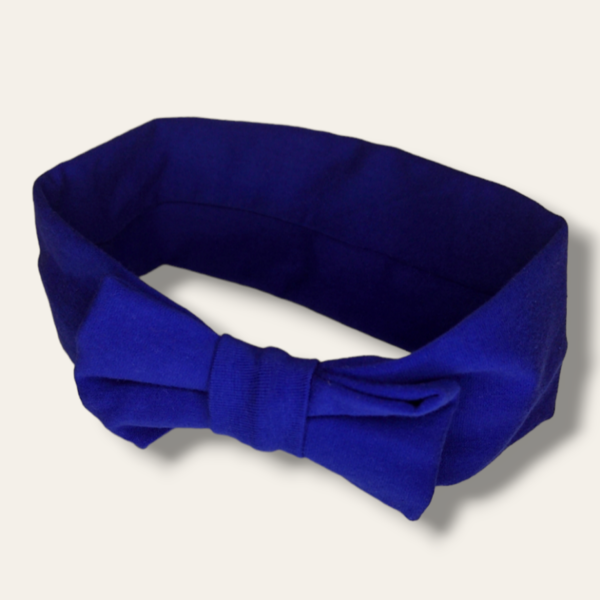 Χειροποίητη υφασμάτινη ελαστική βρεφική κορδέλα με φιογκάκι σε navy blue χρώμα - βρεφικά, για παιδιά, αξεσουάρ μαλλιών - 3