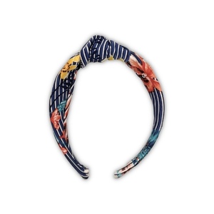 Floral and stripes knot hairband - ύφασμα, φλοράλ, για τα μαλλιά, στέκες