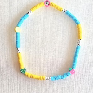 ΝΕΟΝ Summer Collection|Beaded Necklace | Polymer Clay beads | Light blue, Yellow | Multi Colors - ημιπολύτιμες πέτρες, χάντρες, σταθερά