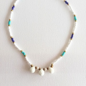 Glass beads | Turquoise & blue|Beaded Necklace| - ημιπολύτιμες πέτρες, χάντρες, σταθερά - 2