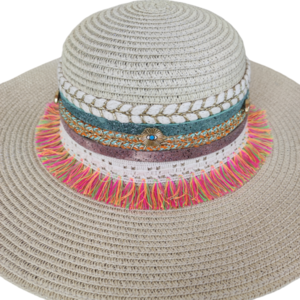 Ψάθινο γυναικείο καπέλο με τρεσες 42εκ - ψάθινα - 2